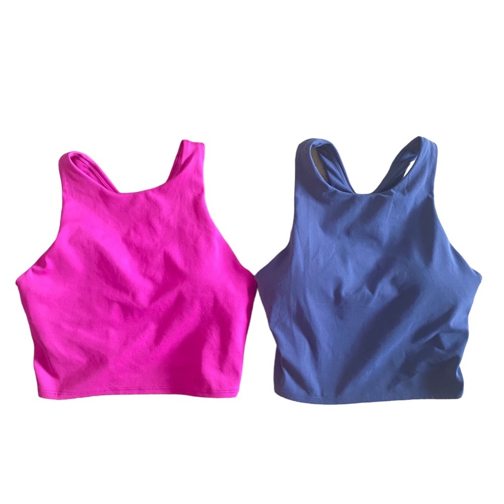 Athleta Conscious Pink Blue Built In Bra Tank Top Women's XS Bundle Lot of 2